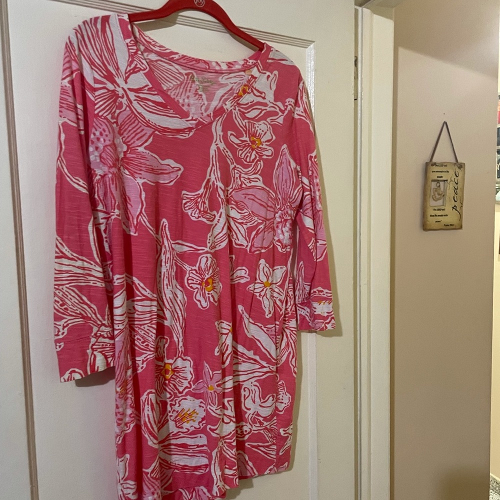 Lilly Pulitzer pink and white dress/cover up in size medium